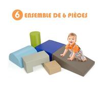 COSTWAY 6PCS Blocs de Construction en Mousse Colorée Jouets Educatifs pour Dvelopper les Cpacités Mtrices des Bébés,Fait en PU+EPE