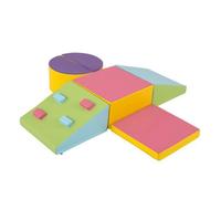 COSTWAY 6PCS Parcours Motricité Bébé en Mousse avec Remplissage en EPE, Roches d’Escalade & Attaches à Crochets pour 1 Ans+ Coloré