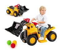 COSTWAY 6V Tractopelle Enfants Électrique avec Pelle & Panier de Basket Pliable, Pelleteuse Enfants Électrique avec Effets Sonores & Espace Caché, Charge 25KG pour Enfants de 2 Ans+ (Tractopelle)