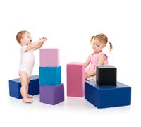 COSTWAY 7 PCS Module Motricité Bébé en Mousse EPE avec Housse en PU, Parcours Motricité pour Enfants d'Âge Préscolaire