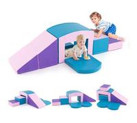 COSTWAY 7 PCS Parcours de Motricité Bébé en Mousse avec Remplissage en EPE, Jouets Éducatifs pour Ramper Grimper, 12 Mois+ Violet