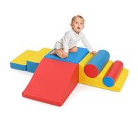 COSTWAY 7PCS Parcours Motricité Bébé en Mousse avec Housse en PU, Module Motricité Bébé avec Bandes Agrippantes, Jouets Éducatifs Montessori pour Ramper Grimper pour Enfants d'Âge Préscolaire