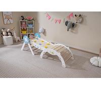 COSTWAY 8 en 1 Triangle d'escalade Montessori Enfants avec Rampe Double Face, Arc d'escalade Montessori en Bois Hêtre avec Échelle, Charge Max 50KG pour 1 an+ (Blanc,Navires)