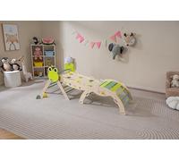 COSTWAY 8 en 1 Triangle d'escalade Montessori Enfants avec Rampe Double Face, Arc d'escalade Montessori en Bois Hêtre avec Échelle, Charge Max 50KG pour 1 an+ (Vert,Grenouille)