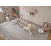 COSTWAY 8 en 1 Triangle d'escalade Montessori Enfants avec Rampe Double Face, Arc d'escalade Montessori en Bois Hêtre avec Échelle, Charge Max 50KG pour 1 an+ (Blanc,Astronaute)