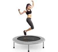 COSTWAY φ97cm Mini trampoline, Trampoline de fitness pliable, Trampoline pour enfants jusqu'à 150kg de charge Gris