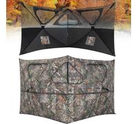 COSTWAY Abri de chasse portable à 360°, tente de chasse pop-up en 2 parties avec sac de transport, tente de camouflage transparente d'un côté pour la chasse au cerf, à la dinde & au canard, camouflage