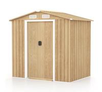 COSTWAY Abri de Jardin 2.3㎡ en Acier Galvanisé Anti-UV, 196 x 142 x 186 cm, Cabane de Jardin Exterieur 3.7m³ avec Porte Coulissante, Rampe, 4 Trous d’Aération, 2 Gants Inclus