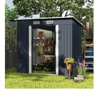 Costway Abri De Jardin 2m2 En Métal Galvanisé - Toit Incliné-Porte Coulissante Et Aérations Rangement Pour Vélo, Poubelle, Outil Multicolore