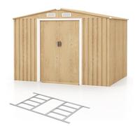 COSTWAY Abri de Jardin 5㎡ en Acier Galvanisé Anti-UV, 259 x 196 x 184 CM, Cabane de Jardin Exterieur 7m³ avec Fondation et Porte Coulissante, Rampe, 4 Trous d’Aération, 4 Gants Inclus