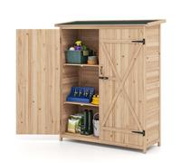 COSTWAY Abri de Jardin en Bois, Armoire Jardin Extérieur avec Toit en Asphalte Incliné, Résistant à l'eau, Étagères Amovibles, Portes avec Loquet, Armoire pour Jardin, Terrasse, Pelouse