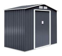 COSTWAY Abri de Jardin en Métal 10.1m³ Tôle Galvanisée Base Creuse 277x191x192CM avec Porte Coulissante,2 Fenêtres Ventilation