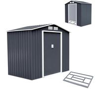 COSTWAY Abri de Jardin en Métal 10.1m³ Tôle Galvanisée,Base Creuse 277x191x192CM Porte Coulissante Verrouillée,2 Fenêtre