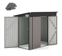COSTWAY Abri de Jardin en Métal 2,6㎡, Cabane Jardin Exterieur en Acier Galvanisé 5,7 m³ avec Loquet, Porte avec serrure et clé, Toit en Pente, 4 Gants, 2 Trous d’Aérations, Abri Exterieur (Gris chaud)
