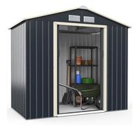 COSTWAY Abri de Jardin en Métal 2,71 ?213 x 127 x 195 cm avec 2 Portes Coulissantes Verrouillables 4 Trous d’Aération Gris pour