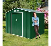 COSTWAY Abri de jardin en métal avec fondations en métal 213x127x185cm Abri de jardin vert foncé