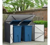 COSTWAY Abri de Jardin en Métal Galvanisé 1,9 M³, Cabane de Jardin Exterieur avec Double Porte Verrouillable, Couvercle Rabattable, Vérin à Gaz Hydraulique, Cache Poubelle pour Vélo, Outils