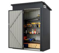 COSTWAY Abri de Jardin Métal Galvanisé 1,5 ㎡, Cabane Jardin Exterieur 2,5 m³avec Loquet, Toit en Pente, 4 Gants, 2 Trous d’Aérations