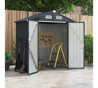 COSTWAY Abri de Jardin Métal Galvanisé 3,4 m³,Double Porte Verrouillable avec Clé, Cabane de Jardin Exterieur, Abri Rangement Exterieur pour Vélo, Poubelle, Outil