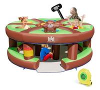COSTWAY Aire de Jeux Gonflable Tape-Taupe avec Gonfleur 480W Jouet Marteau, 7 Trous de Taupe Accessible à Enfant 3 ans+ Jeu Familial