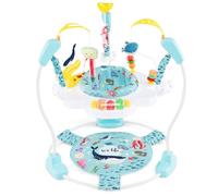 COSTWAY Aire d'éveil à Rebonds Bébé Forêt et Animaux avec 3 Hauteurs Réglables & 9 Jouets, Jumperoo Jungle Trotteur Bébé avec Musique & Lumière, Siège Rotatif 360°pour 6 Mois+