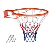 COSTWAY Anneau de Basket-Ball 45 cm, Panier de Basket Mural Robuste avec Doubles Ressorts & Filet Multicolore, Universel, Professionnel pour Intérieur& Extérieur Mur Porte Panneau Arrière (Orange)
