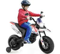 COSTWAY Aprilia moto électrique enfants, 12V moto enfants avec roues stabilisatrices & musique & phares, pour enfants 3 - 8 ans (Blanc)