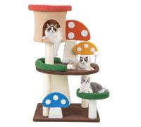 Costway Arbre À Chat 102cm En Forme De Champignon-Boule À Ressort, Condo, Poteau Griffoir, Plateforme De Saut-Tour De Jeux Pour Chat