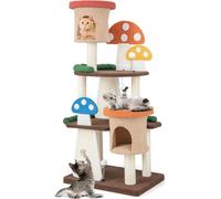 COSTWAY Arbre à chat 4 en 1 146cm, arbre à chat multicouche avec 2 grottes et des balles interactives