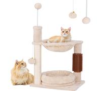 COSTWAY Arbre à chat 72cm petit, arbre à chat avec hamac, lit, troncs en sisal, brosse pour chats & 2 balles de jeu, meubles pour chats Arbre à grimper