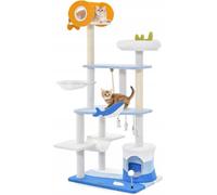 COSTWAY Arbre à chat, arbre à chat avec niche pour chat, balle, plateforme sous-marine, série Ocean, 69x49x168cm bleu