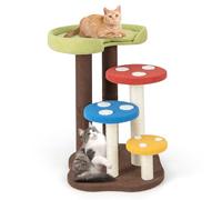 COSTWAY Arbre à Chat en Forme de Champignon, Tour à Chat 3 en 1 avec Multiples Plateformes, Centre d'Activités pour Chaton avec Griffoir en Sisal et Perchoir, Charge 10 KG Chaque Couche (94 CM)