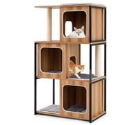 COSTWAY Arbre à Chat XXL 133 cm, 4 Plateformes, 3 Condos, 2 Poteaux à Griffer en Sisal, Arbre à Chat Maine Coon, Cadre en Métal, Coussins Amovible, Arbres a Chaton Design, Couche Charge 15 kg