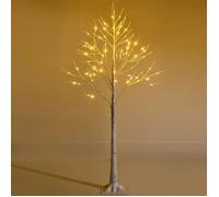COSTWAY Arbre Artificiel 150cm Bouleau Blanc Chaud Flexible 72 Lumineux LED Intérieur Base Plastique Décoration de Noël PVC Inodore