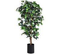 COSTWAY Arbre Artificiel Grand Ficus 180 CM avec Cannes pour Décoration Intérieur / Extérieur 1008 Feuilles
