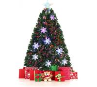 COSTWAY Arbre de Noël Artificiel Sapin de Noël LED 180 cm Feuille en PVC pour Décoration avec Support, avec Socle Neige