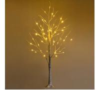 COSTWAY Arbre Lumineux LED Bouleau Blanc Chaud Artificiel 120cm avec 48 LED Lumières Base Plastique Décoration pour Noël Intérieur