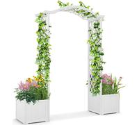COSTWAY Arc de roses en bois, arc de porte 2 en 1 avec bac à fleurs, pergola de jardin moderne, 183 x 42 x 200 cm, blanc