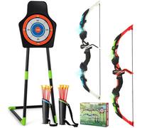 COSTWAY Arc et Flèche Enfants, Ensemble de Tir à L'arc Jouet - 20 Ventouse Flèches, Cible, 2 Arcs 2 Carquois,Effect Lumières LED