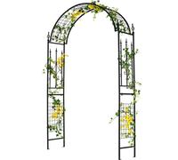 COSTWAY Arc pour rosiers, arc de jardin pour plantes grimpantes, treillis pour rosiers avec 4 piquets de sol, arc de porte Treillis, arc métallique pour rosiers 143x40x234cm