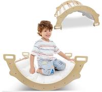 CostwayArche d?Escalade Montessori 3 en 1 à Bascule Coussin Moelleux pour Grimper ou Se Reposer Utilisable Intérieur/Extérieur Naturel