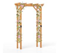 COSTWAY Arche de Jardin en Bois pour Plantes Grimpantes, Arceau à Rosiers en Treillis Extérieur 140x60x215CM, Support de Toile de Fond Plat, Décoration Mariage Fête et Cérémonie