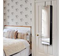 COSTWAY Armoire à bijoux avec éclairage LED, étagère à bijoux suspendue avec miroir, verrouillable avec clés, hauteur 120 cm