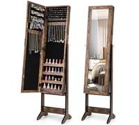 COSTWAY Armoire à Bijoux sur Pied avec Miroir Psyché Coffre à Bijoux, Armoire de Rangement Cosmétiques, 3 Positions Réglables, Installation Facile, Style Nordique (Rose) (Industriel)