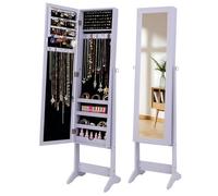 COSTWAY Armoire à Bijoux sur Pied avec Miroir Psyché Coffre à Bijoux, Armoire de Rangement Cosmétiques, 3 Positions Réglables, Installation Facile, Style Nordique (Violet)
