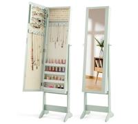 COSTWAY Armoire à Bijoux sur Pied avec Miroir Psyché Coffre à Bijoux, Armoire de Rangement Cosmétiques, 3 Positions Réglables, Installation Facile, Style Nordique (Rose) (Vert Clair)