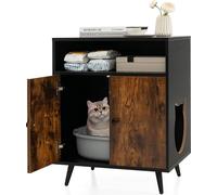 COSTWAY Armoire à litière pour chats, maison pour chats avec double porte & entrée & étagère ouverte, grotte pour chats armoire à litière, meuble pour chats table d'appoint, pour chats chiens animaux 