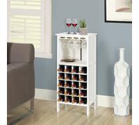 COSTWAY Armoire à vin pour 20 bouteilles, Casier à vin en bois, Casier à bouteilles avec porte-bocal, Support à vin, Casier à verres pour cuisine, bar, Casier à bouteilles 42 x 24,5 x 96 cm (Blanc)
