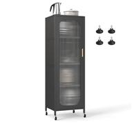 COSTWAY Armoire Cuisine a roulettes, Étagère de Cuisine 5 Niveaux, Porte PC, Étagères Réglables, pour Salle à Manger, Salle de Bain, Salon, Noir, 45 x 40 x 141 cm
