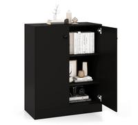 COSTWAY Armoire Cuisine Rangement 2 Portes, Meuble de Rangement avec Étagère à 3 Niveaux, Buffet, Dispositif Anti-Basculement, pour Salon, Cuisine, Salle à Manger, Entrée (Noir)